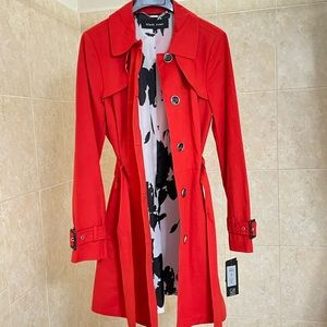 NWT ($250) BLACK RIVET WOMEN’S RED TRENCH COAT SZ M